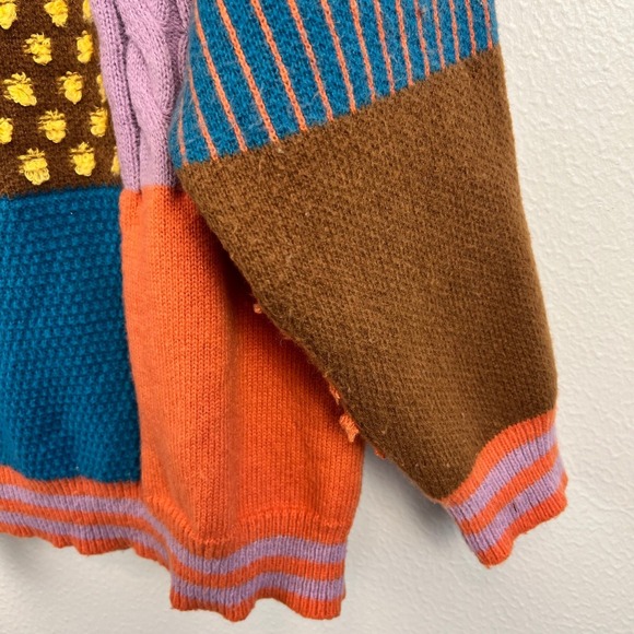 Cider Oversized Patchwork Sweater XL Whimsigoth Indie Granola Chunky Colorful 3D - Picture 4 of 10